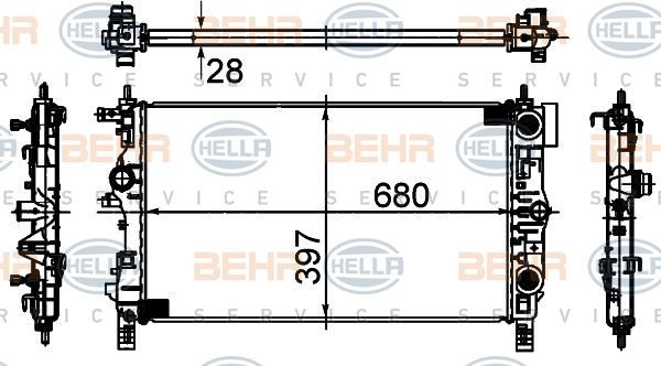Opel Astra J Radyatör Su At Behr 8MK376749-861 OEM 1300306