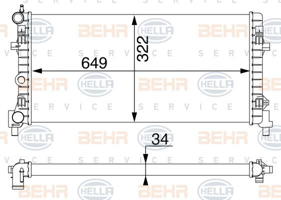Skoda Rapid Radyatör Su Mec Behr 8MK376754-284 OEM 6R0121253