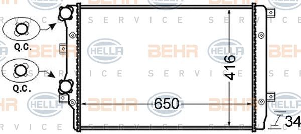 Volkswagen Caddy 3 Radyatör Su Mec Behr 8MK376726-704 OEM 5K0121253D