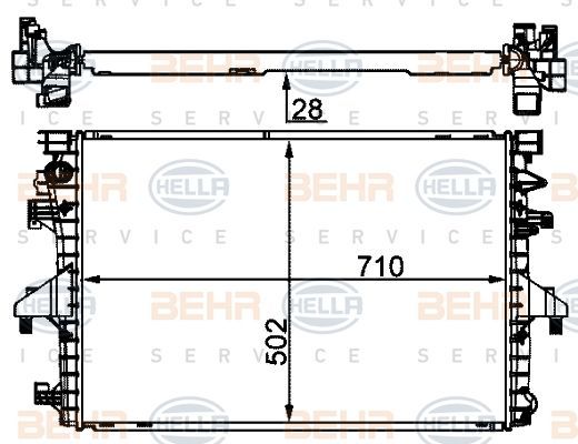Volkswagen Transporter T6 Radyatör Su Behr 8MK376787-751 OEM 7E0121253A