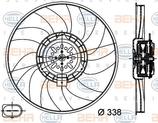 Audi A4 Fan Motoru Küçük Behr 8EW351044-361 OEM 8K0959455M